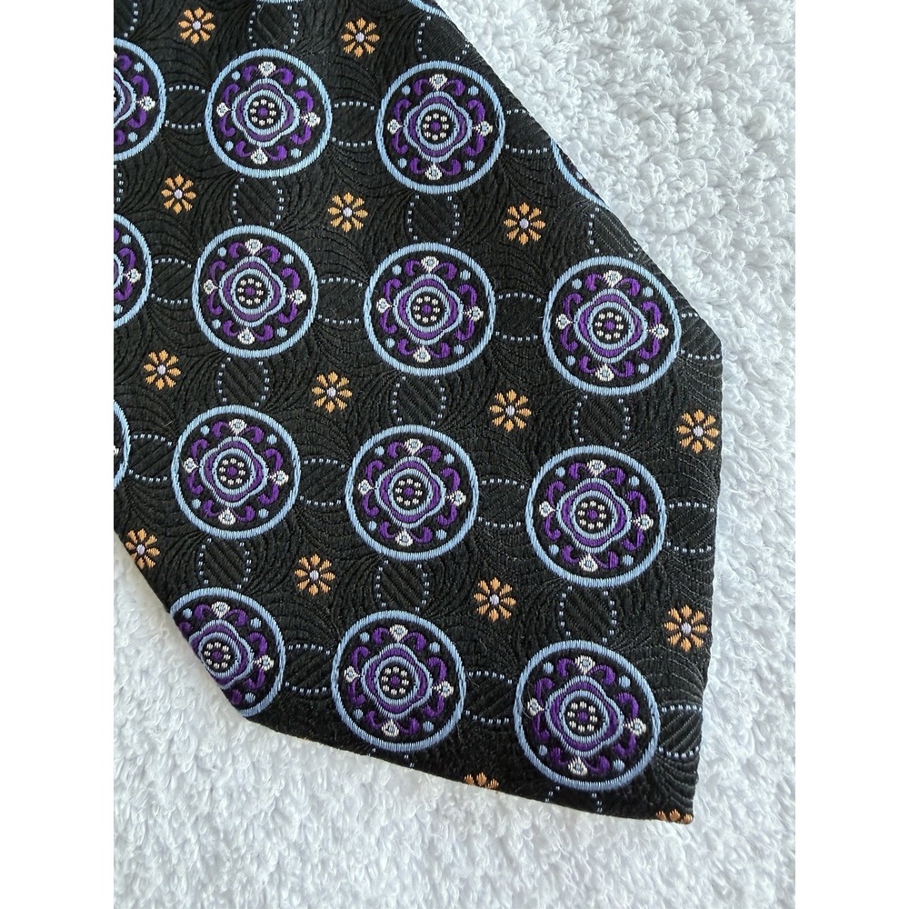 Boulevard Club	Floral Medallion Geometric Motif Woven Jacquard Silk Tie Necktie